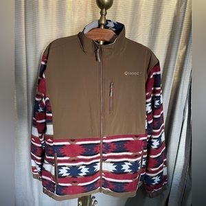 Hooey Mens Fleece w/Nylon Jacket—XXXL—Tan with Aztec Print